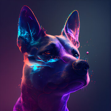 Portrait of a French Bulldog dog. Digital art painting.