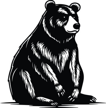 Bear Logo Monochrome Design Style
