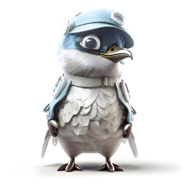 Cute bird with stethoscope on his neck, 3d illustration