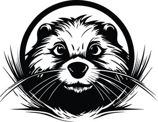 Beaver Logo Monochrome Design Style
 - obrazy, fototapety, plakaty