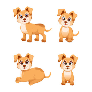 Cute and funny cartoon dogs, little set
