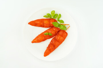 Chicken fillet inner skewers.Chicken fillet inner skewers.Food concept.Fresh raw marinated chicken meat skewers iner fillet on a white background.Top view.Copy space.