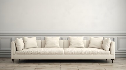 white sofa on a white background, generated AI