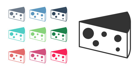 Black Cheese icon isolated on white background. Set icons colorful. Vector