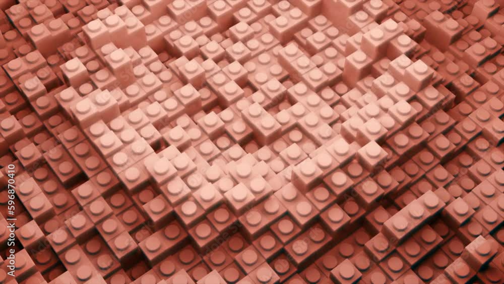 Poster white and pink constructor. design. small details of the mosaic made in 3d format that move in diffe