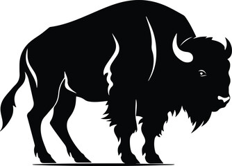 Bison Logo Monochrome Design Style
