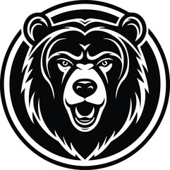 Brown Bear Logo Monochrome Design Style

