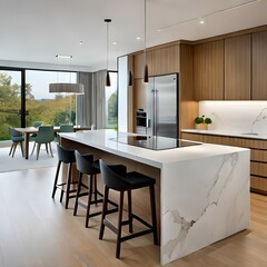 Kochen mit Stil: Helle und offene Designerk&uuml;che mit Gartenblick | AI-Art