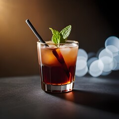 Dunkle Eleganz trifft Minzfrische: Cocktail im Spotlight | AI-Art