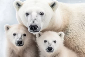Foto op Canvas polar bear family looking at the camera, ai generated. © Giovanna