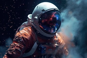 Astronaut firefighter on the alien planet. Generative AI