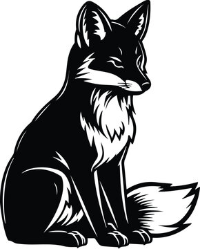 Fox Logo Monochrome Design Style
