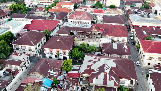 Aerial shot of the historic town of Vigan in the Philippines. Known for its Spanish colonial architecture