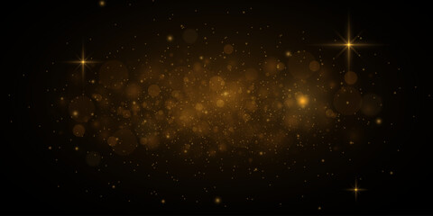 Shiny particle effect. Vector sparkles on a black background. Christmas light effect. Shiny magical dust particles. Sparks of dust and stars shine with a special light.