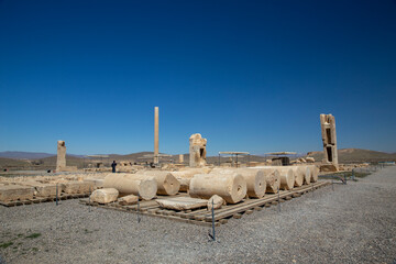 Columns in Palace of Cyrus, Pasargadae, Iran