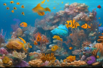 Obraz na płótnie Canvas Tiger grouper on coral reef - generative ai