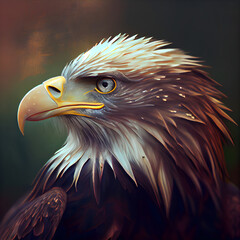 beautiful eagle portrait on a dark background. 3d illustration.