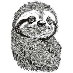 Sloth vector illustration line art drawing black and white Sloths