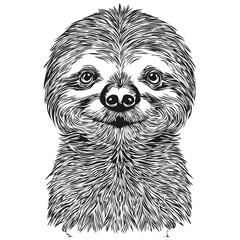 Engrave Sloth illustration in vintage hand drawing style Sloths