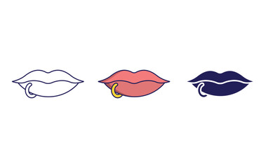 Outline Mouth piercing vector icon