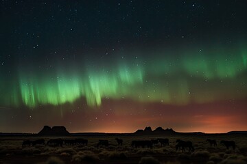 Aurora Borealis in the mountains - Generative AI