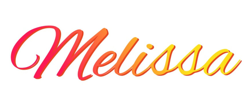 Melissa - red and yellow color - female name - ideal for websites, emails, presentations, greetings, banners, cards, books, t-shirt, sweatshirt, prints
