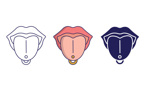 Outline Toung piercing vector icon
