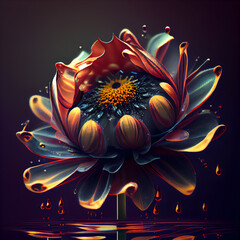 3D Illustration of a beautiful flower on a dark background.