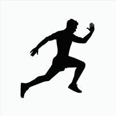 Fototapeta na wymiar black silhouette on a white background men running smortsman vector