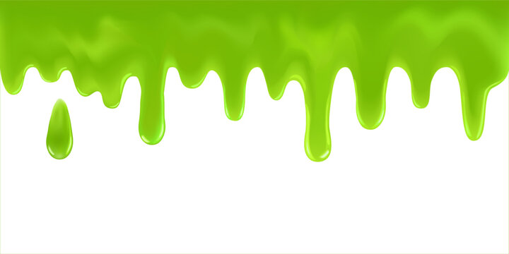 Green slime drip isolated on transparent background. Dripping