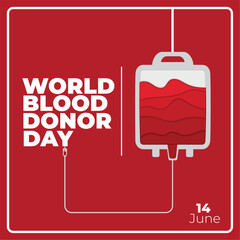 Blood donation concept poster Blood bag with text Vector