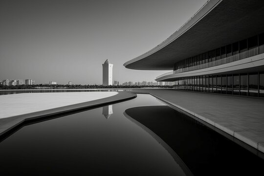 Minimalistic professional architecture photography. AI generative