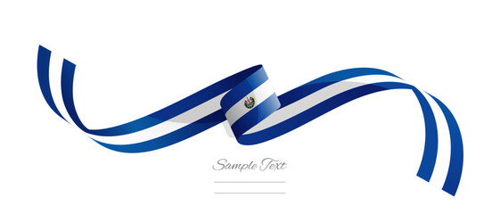 Salvadoran flag ribbon vector illustration. El Salvador flag ribbon on abstract isolated on white color background