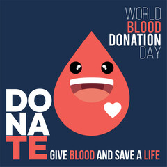 Blood donation concept poster Isolated blood drop cartoon Vector