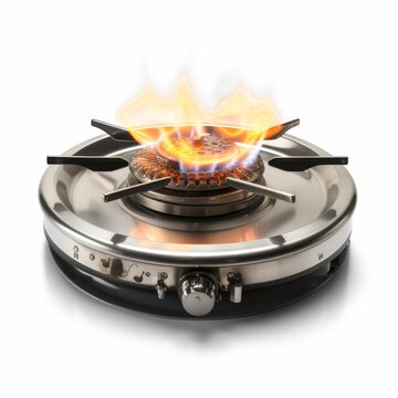  Gas burner flame on a light background.blue fuel. concept of green energy resources and fossil fuels.Generative AI