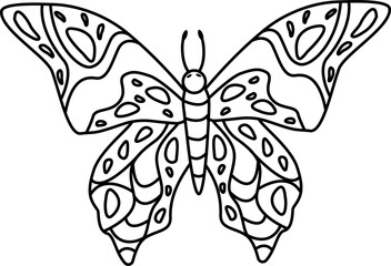 Graphic butterfly icon. Black and white butterfly. Butterfly tattoos are isolated on a white background. Vector