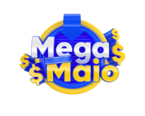 Label Mega May promotion in portuguese 3d render for marketing campaign in brazil