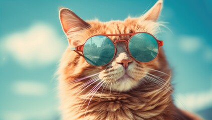 orange cat is wearing sunglasses Generative AI