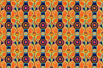 70's Retro Seamless Pattern. 60s and 70s Aesthetic Style - generative ai