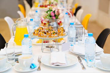 a large table served for the holiday. catering.