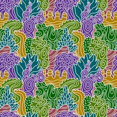 Summer abstract doodle ocean floral seamless coral pattern for fabrics and packaging and wrapping paper