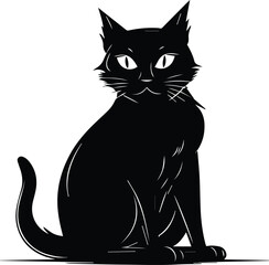 Cat Logo Monochrome Design Style
