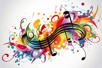 Obraz premium vibrant music background with colorful musical notes. Generative AI