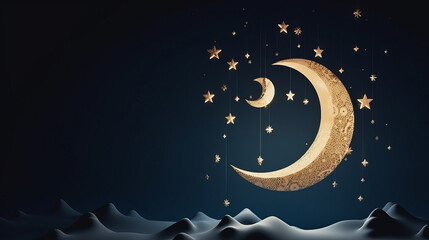 Obraz na płótnie Canvas Ramadan background with moon. Illustration AI Generative.