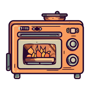 recommend clip art: Modern stove heats meal in comfortable kitchen