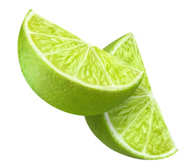 Fototapeta na wymiar Two delicious lime slices cut out