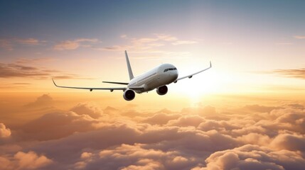 Fototapeta na wymiar Airplane in sky. Illustration AI Generative.