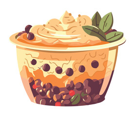 Fresh fruit bowl with organic berries and cream