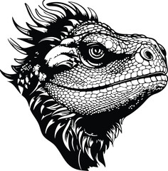 Bearded Dragon Logo Monochrome Design Style
