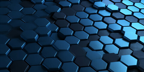 Full Frame Of Abstract Pattern, blue cells, polygons - obrazy, fototapety, plakaty